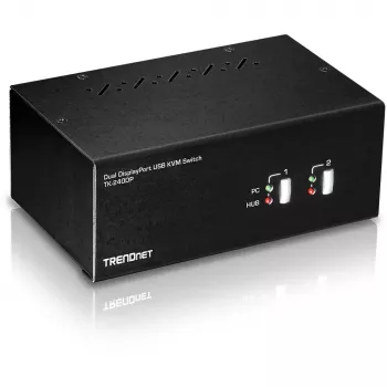 KVM jungiklis Trendnet TK-240DP, 2 prievadai, dviejų monitorių, DisplayPort, 4K UHD, juodas