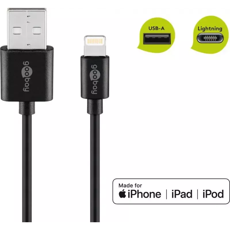 Lightning USB įkrovimo ir sinchronizavimo laidas Goobay 72906