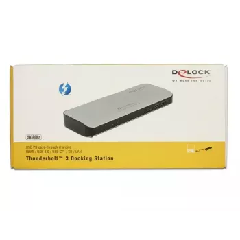 DeLOCK 87725 Thunderbolt 3 dokų stotelė nešiojamam kompiuteriui, juoda/sidabrinė