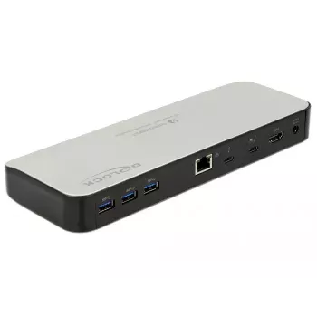 DeLOCK 87725 Thunderbolt 3 dokų stotelė nešiojamam kompiuteriui, juoda/sidabrinė