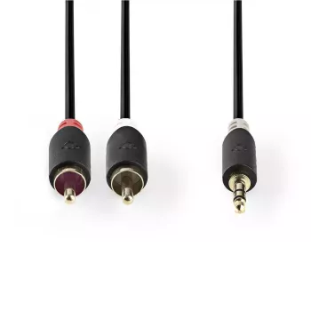 Garso kabelis Nedis CABW22200AT10 1 m 3,5 mm 2xRCA antracitinis