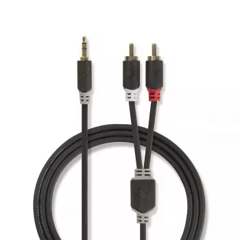 Garso kabelis Nedis CABW22200AT10 1 m 3,5 mm 2xRCA antracitinis