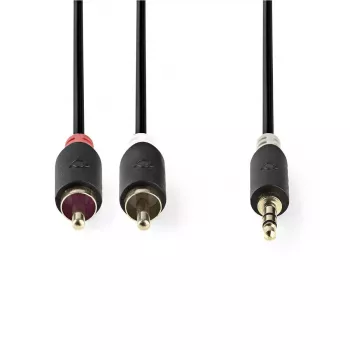 Garso kabelis Nedis CABW22200AT20 2m 3.5mm 2 x RCA antracitinis
