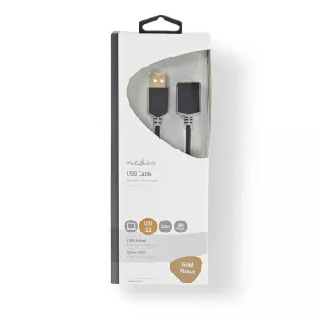 USB kabelis Nedis CCBW60010AT20 2 m USB 2.0 USB A antracito spalvos
