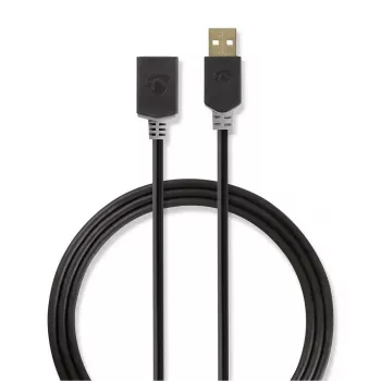 USB kabelis Nedis CCBW60010AT20 2 m USB 2.0 USB A antracito spalvos