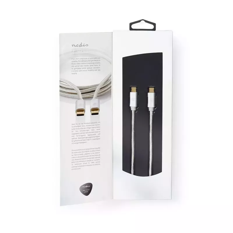 USB C laidas Nedis CCTB60700AL20 2 m aliuminio spalvos USB 2.0