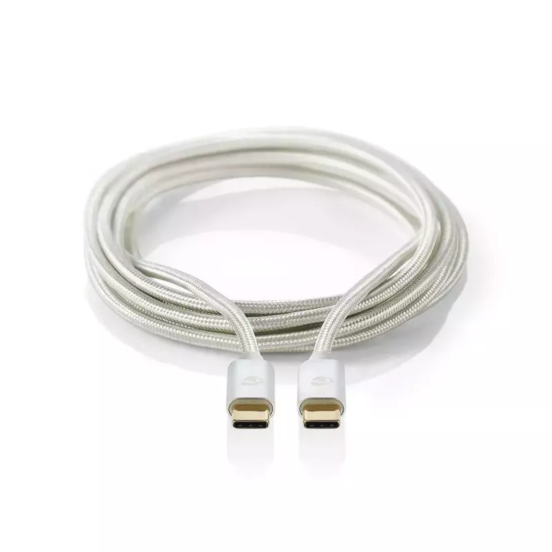 USB C laidas Nedis CCTB60700AL20 2 m aliuminio spalvos USB 2.0