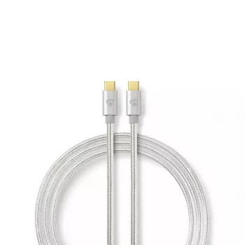 USB C laidas Nedis CCTB60700AL20 2 m aliuminio spalvos USB 2.0