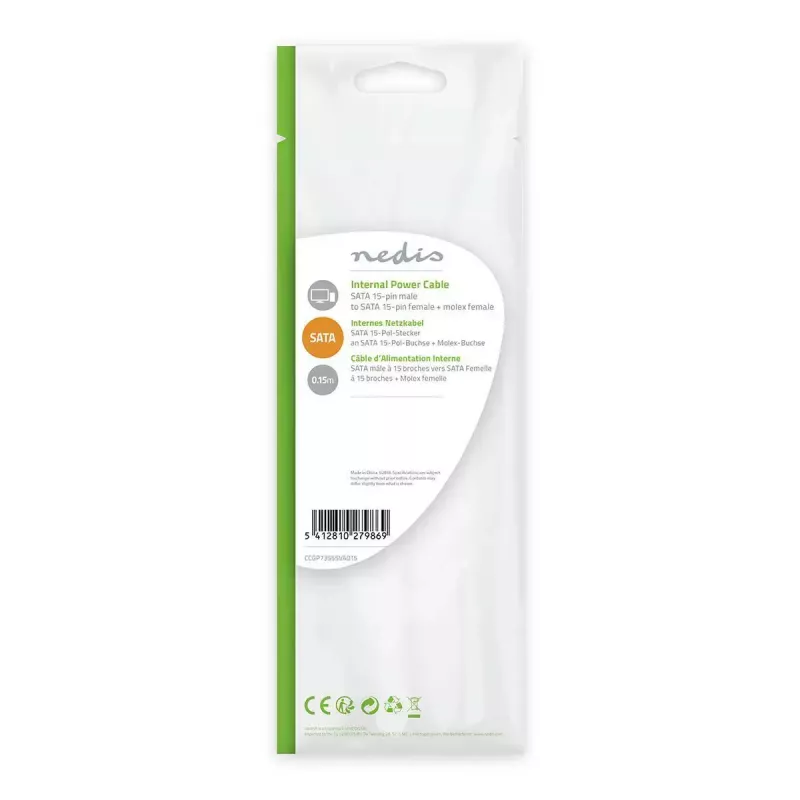 Nedis CCGP73555VA015 vidinis maitinimo kabelis 0.15 m SATA 15 kontaktų Molex