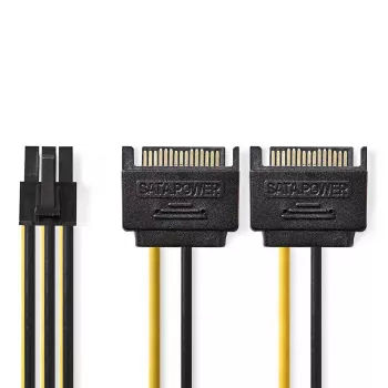 Vidinis maitinimo kabelis Nedis CCGP74205VA015 0,15 m 2 x SATA 15 kontaktų PCI-E 6 kontaktų