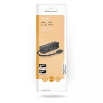 USB Hub Nedis CCGB61250BK01 USB 3.2 Gen 1 Type-A 5000 Mbit/s Juodas