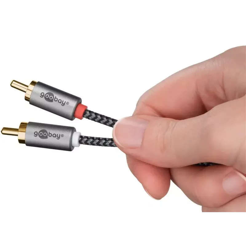 Garso laidas WENTRONIC Goobay 65289 – 3 m, 3,5 mm lizdas į 2×RCA kištuką, variniai laidininkai, paauksuoti kontaktai