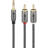 Garso laidas WENTRONIC Goobay 65289 – 3 m, 3,5 mm lizdas į 2×RCA kištuką, variniai laidininkai, paauksuoti kontaktai