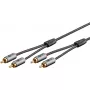 Garso kabelis WENTRONIC Goobay 65294 – 2×RCA kištukas į 2×RCA kištuką, 3 m, varis, paauksuoti kontaktai, magnetinis ekranavimas