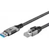 Goobay USB A į RJ-45 keitiklio laidas 15 m juodas sidabrinis