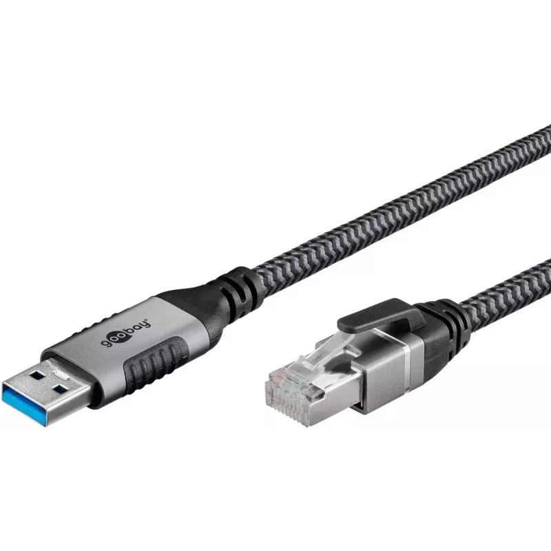 Goobay USB A į RJ-45 keitiklio laidas 15 m juodas sidabrinis