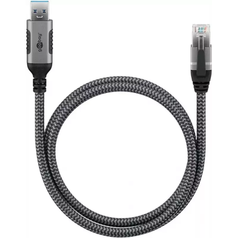 Goobay USB A į RJ-45 keitiklio laidas 15 m juodas sidabrinis