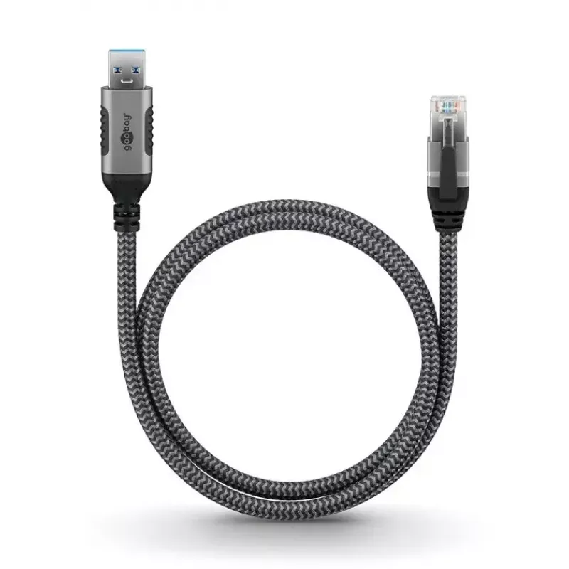 Goobay USB A į RJ-45 keitiklio laidas 15 m juodas sidabrinis