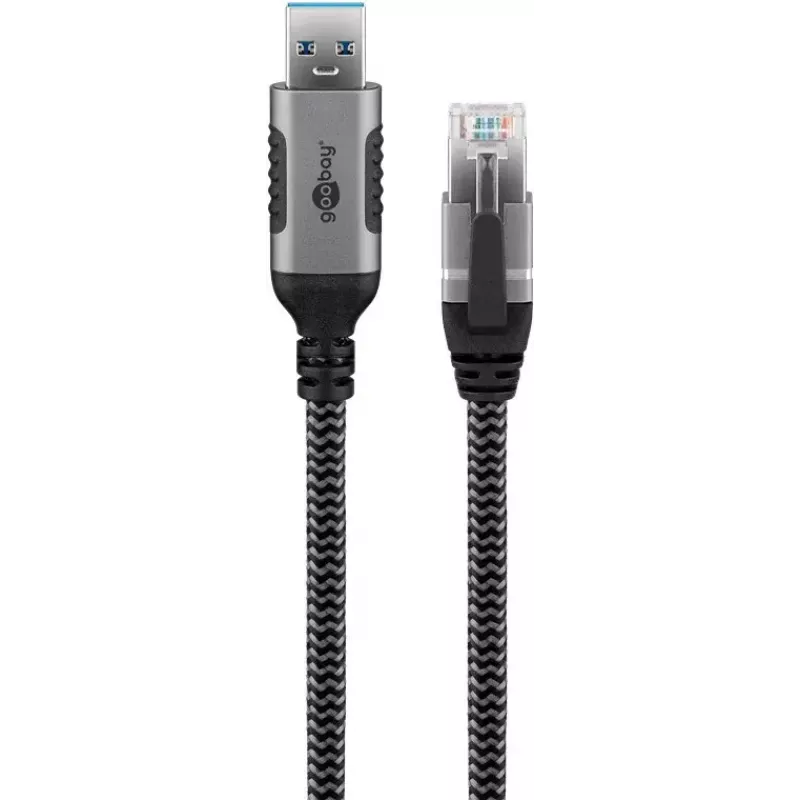 Goobay USB A į RJ-45 keitiklio laidas 15 m juodas sidabrinis