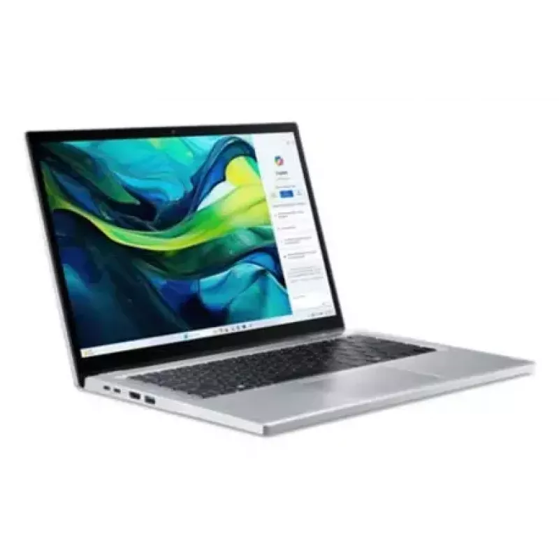 Konvertuojamas nešiojamas kompiuteris Acer Aspire Go Spin 14 AGSP14-31PT-36R6 — 14 colių WUXGA liečiamasis, Intel Core 3 N355 1.9 GHz, 16 GB LPDDR5, 512 GB SSD, Windows 11 Home, sidabrinis
