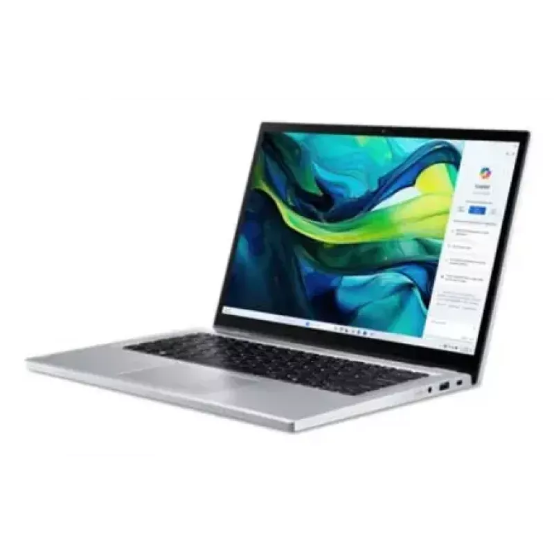 Konvertuojamas nešiojamas kompiuteris Acer Aspire Go Spin 14 AGSP14-31PT-36R6 — 14 colių WUXGA liečiamasis, Intel Core 3 N355 1.9 GHz, 16 GB LPDDR5, 512 GB SSD, Windows 11 Home, sidabrinis