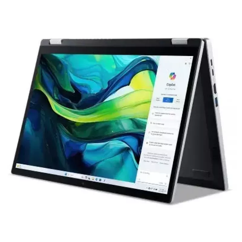 Konvertuojamas nešiojamas kompiuteris Acer Aspire Go Spin 14 AGSP14-31PT-36R6 — 14 colių WUXGA liečiamasis, Intel Core 3 N355 1.9 GHz, 16 GB LPDDR5, 512 GB SSD, Windows 11 Home, sidabrinis