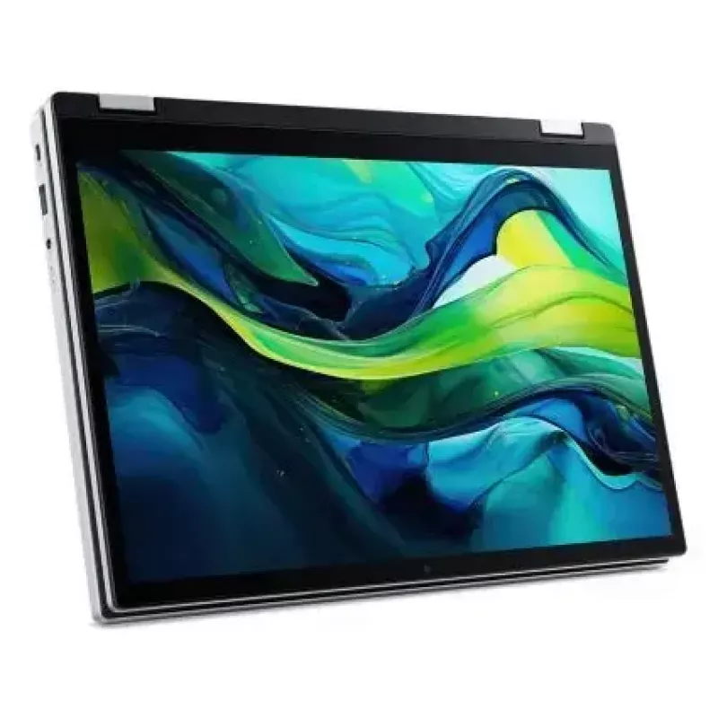 Konvertuojamas nešiojamas kompiuteris Acer Aspire Go Spin 14 AGSP14-31PT-36R6 — 14 colių WUXGA liečiamasis, Intel Core 3 N355 1.9 GHz, 16 GB LPDDR5, 512 GB SSD, Windows 11 Home, sidabrinis