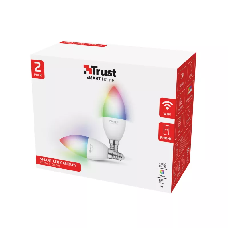 Išmanioji lemputė TRUST 71293 – Wi-Fi šviesa, balta, kaitrinė, 37×100 mm, 2 vnt. pakuotė