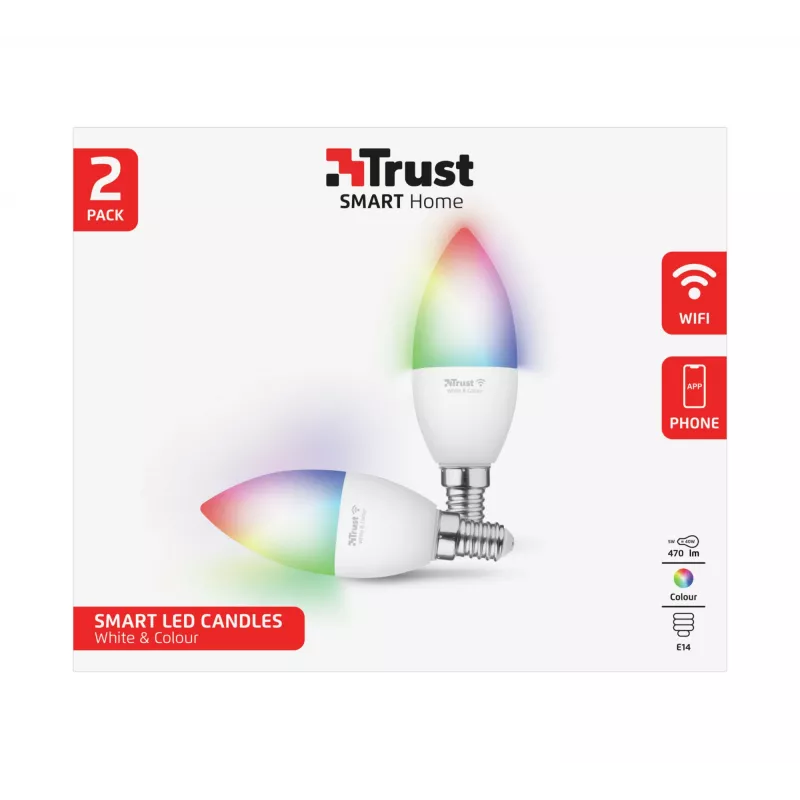 Išmanioji lemputė TRUST 71293 – Wi-Fi šviesa, balta, kaitrinė, 37×100 mm, 2 vnt. pakuotė