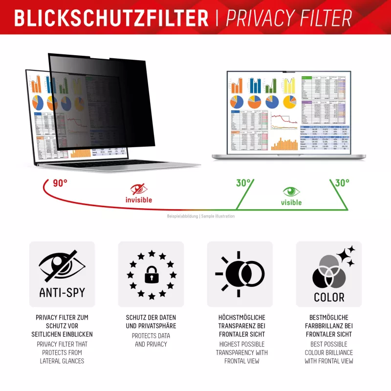 Displex PRIVACY SAFE nuimamas dvipusis privatumo filtras nešiojamam kompiuteriui 13,3'' (16:9)