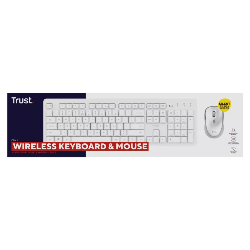Trust Ody II belaidis klaviatūros ir pelės rinkinys vokiškas išdėstymas RF baltas