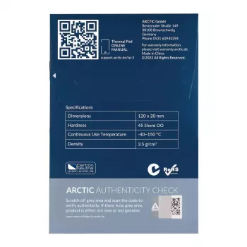 ARCTIC TP-3 Premium našumo šiluminė pagalvėlė 120 x 20 mm, 1,5 mm