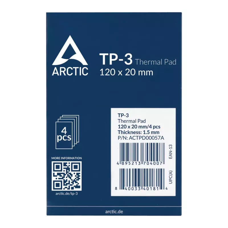 ARCTIC TP-3 Premium našumo šiluminė pagalvėlė 120 x 20 mm, 1,5 mm