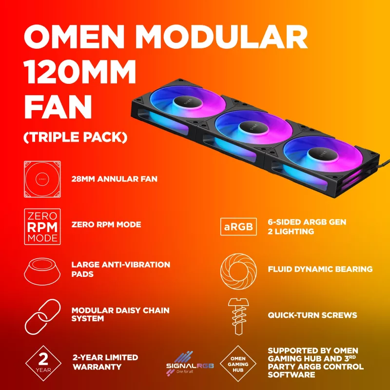 HP OMEN Modular 120 mm ventiliatorius – trijų rinkinys, juodas