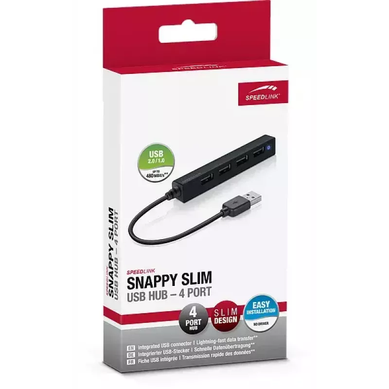 USB šakotuvas SPEEDLINK SNAPPY SLIM 480 Mbit/s juodas