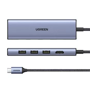 USB Type-C stotelė UGREEN 20956A su HDMI ir USB 3.0, 5 Gbps, 4K 3840x2160, sidabrinė