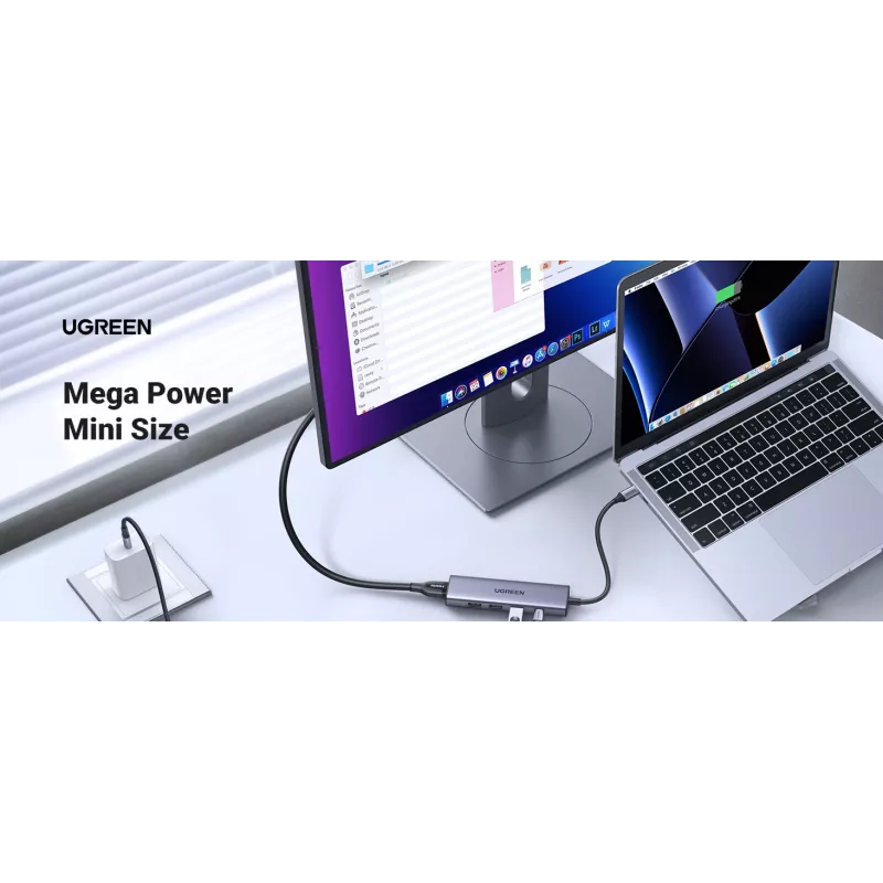 USB Type-C stotelė UGREEN 20956A su HDMI ir USB 3.0, 5 Gbps, 4K 3840x2160, sidabrinė