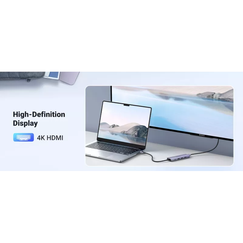 USB Type-C stotelė UGREEN 20956A su HDMI ir USB 3.0, 5 Gbps, 4K 3840x2160, sidabrinė