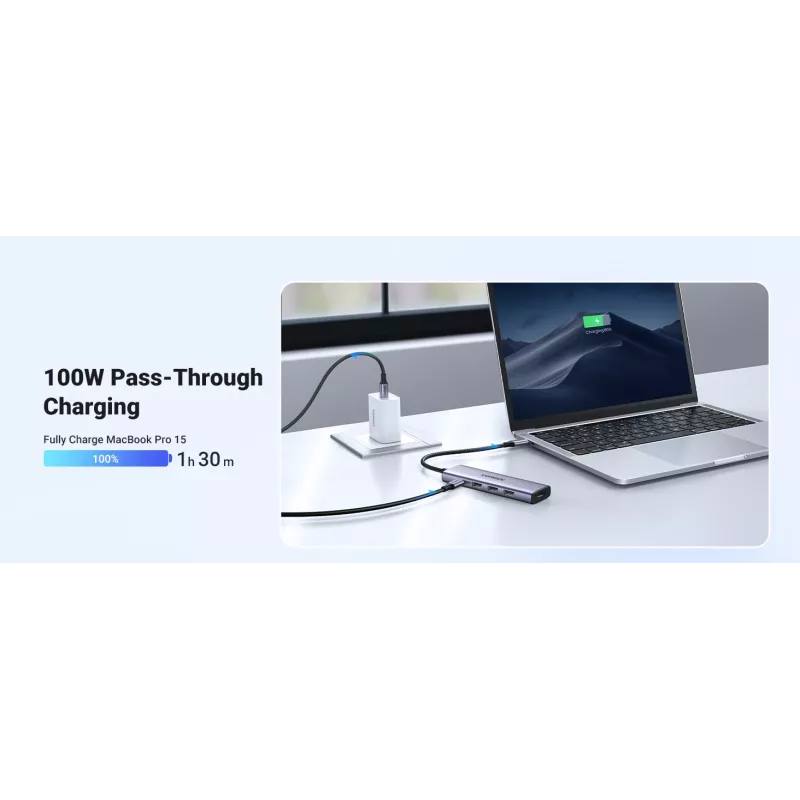 USB Type-C stotelė UGREEN 20956A su HDMI ir USB 3.0, 5 Gbps, 4K 3840x2160, sidabrinė