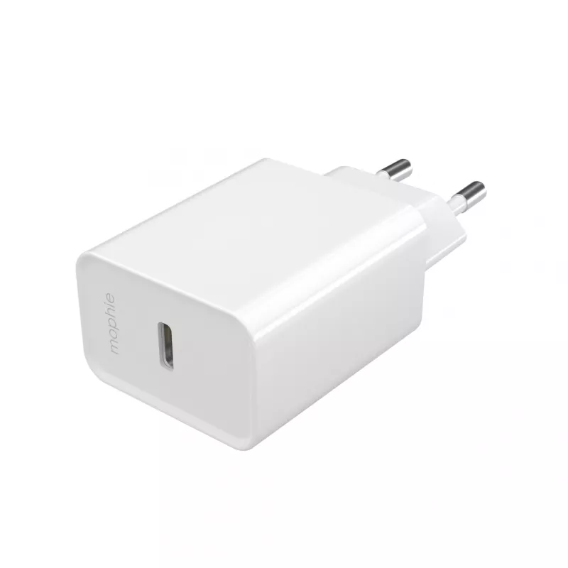 mophie essentials 20W USB-C PD sieninis adapteris, universalus, baltas, greitas įkrovimas, patalpoms