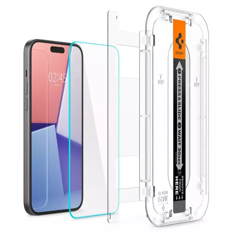 Spigen iPhone 15 Glas.tR EZ Fit Grūdintas stiklas, skaidrus
