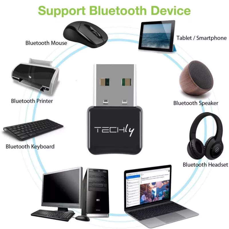Techly IDATA USB-BLT5 USB Bluetooth 5.0 adapteris, juodas