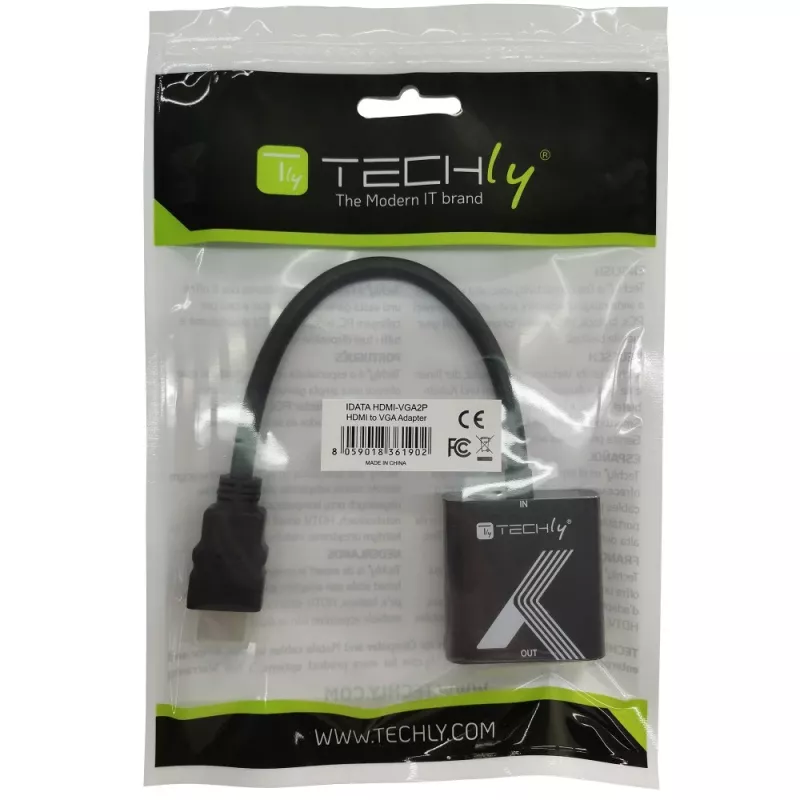 Techly adapteris HDMI į VGA juodas 0,1 m 1920x1200 60 Hz
