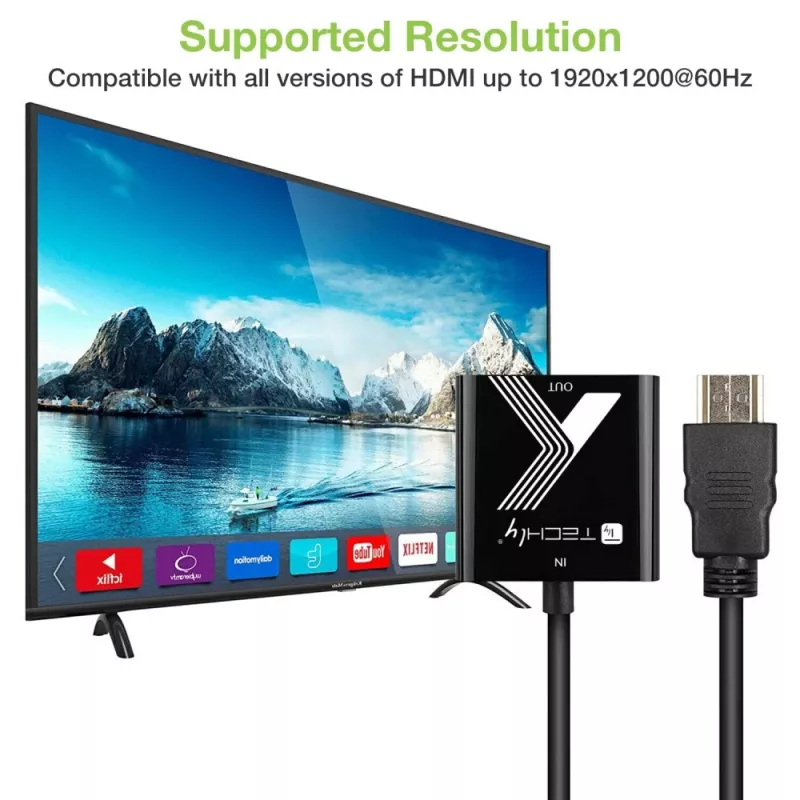 Techly adapteris HDMI į VGA juodas 0,1 m 1920x1200 60 Hz