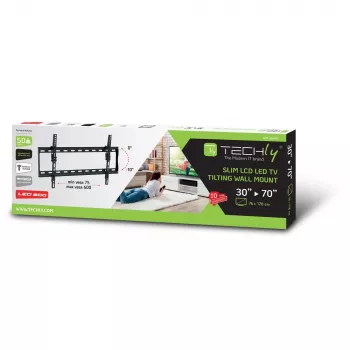 Techly ICA-PLB 261L TV laikiklis/sieninis stovas 177,8 cm (70 colių) juodas
