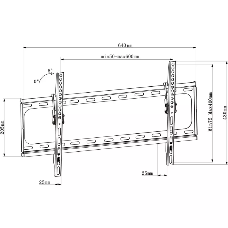 Techly ICA-PLB 261L TV laikiklis/sieninis stovas 177,8 cm (70 colių) juodas