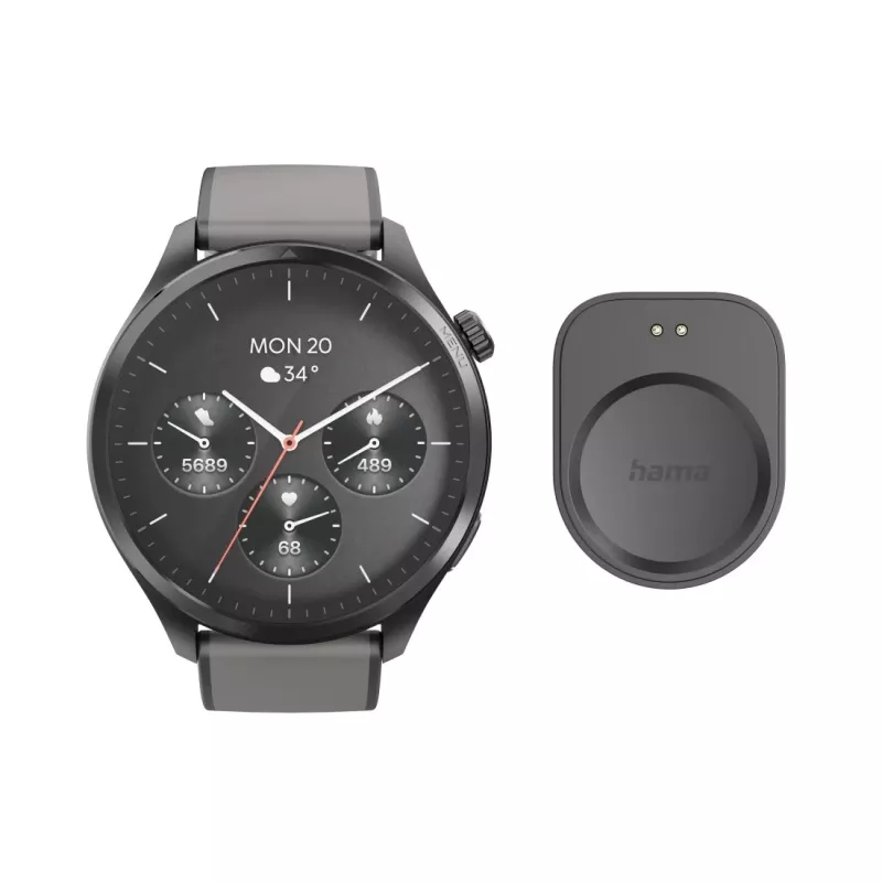 Hama 9000 3,63 cm (1,43 colio) AMOLED 52 mm skaitmeninis jutiklinis laikrodis, antracito spalvos, su GPS
