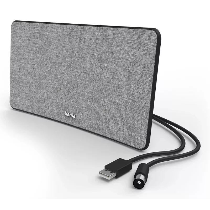 Vidinė televizijos antena Hama Fabric Design juoda pilka USB 2 m
