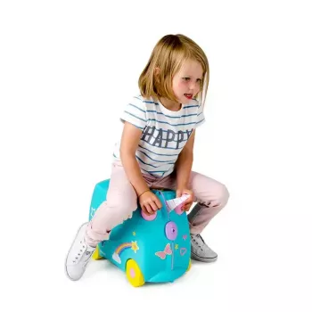 Trunki Una the Unicorn lagaminas vaikams 4 ratai 18L rožinė turkio geltona