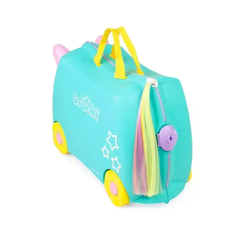 Trunki Una the Unicorn lagaminas vaikams 4 ratai 18L rožinė turkio geltona